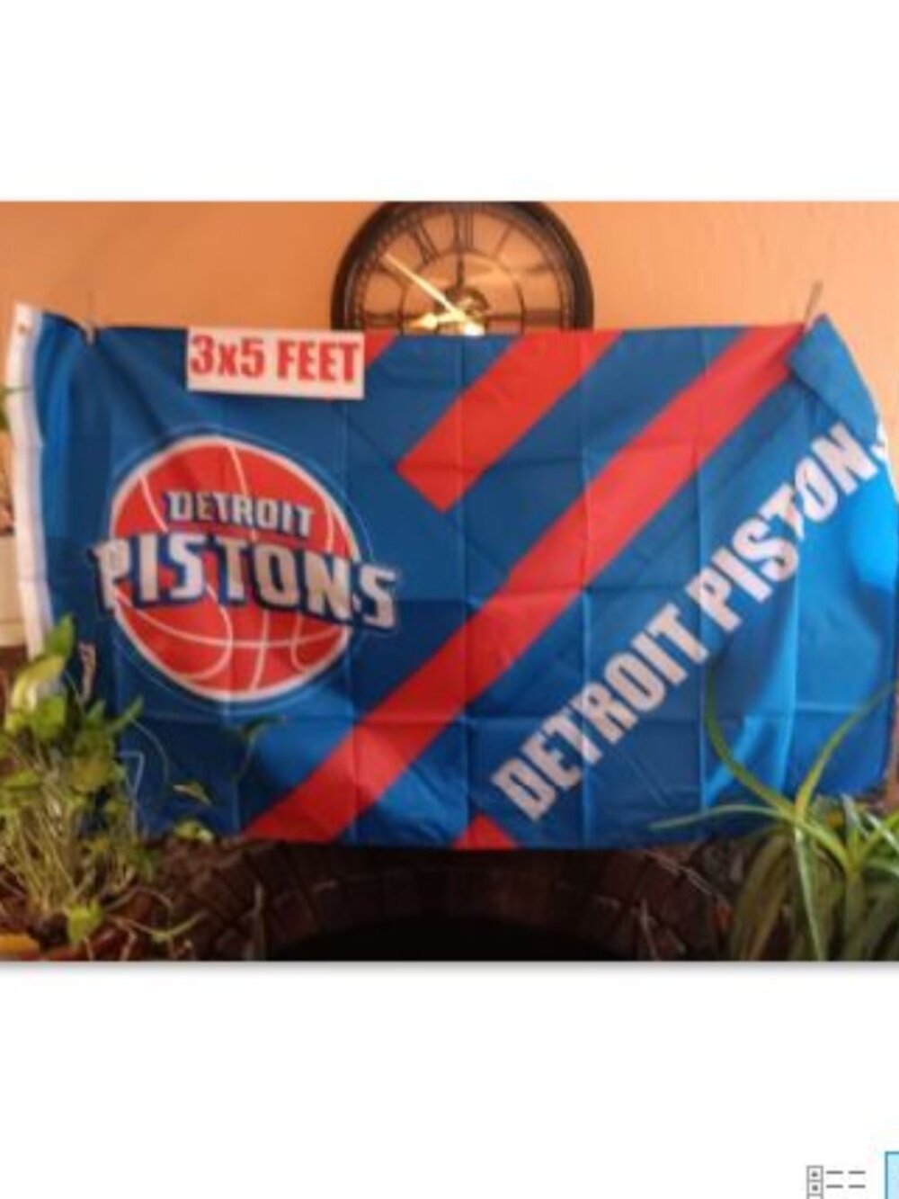 Detroit PIstons NBA 3X5 Feet Flag Banner Pole or Wall Decor